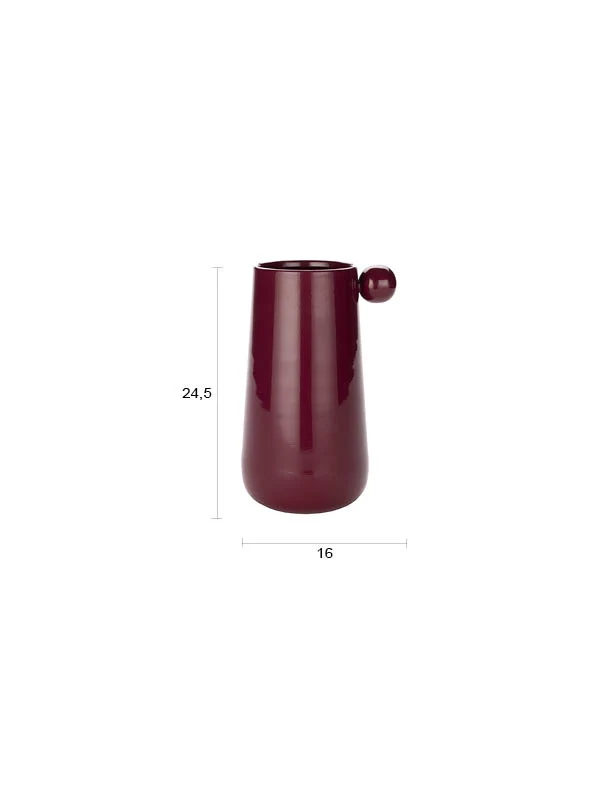 Dutchbone Vase Dot L Bordeaux aus Eisen mit glänzender Oberfläche