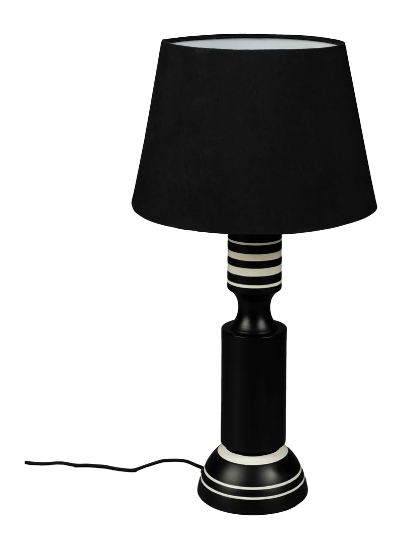 Tischlampe Virgil Dutchbone im Vintage-Look, Schwarz mit Leinenschirm