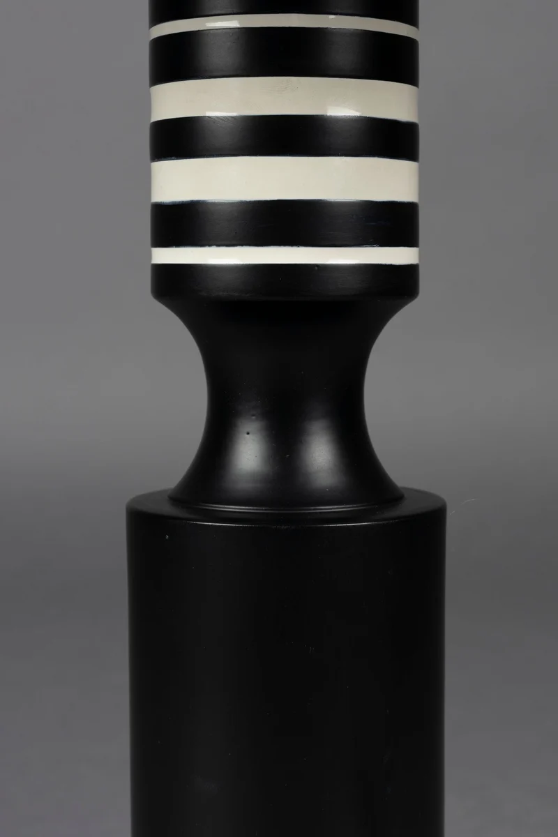 Tischlampe Virgil Dutchbone im Vintage-Look, Schwarz mit Leinenschirm
