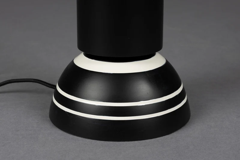 Tischlampe Virgil Dutchbone im Vintage-Look, Schwarz mit Leinenschirm