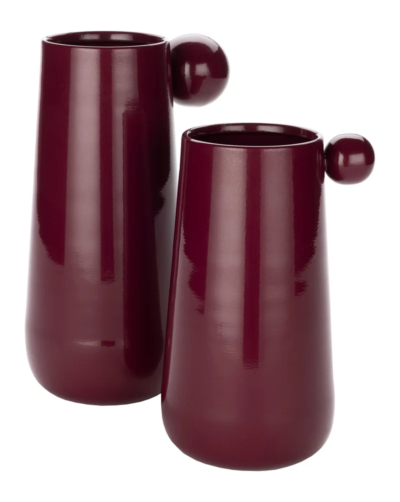 Dutchbone Vase Dot M Bordeaux aus Eisen mit Glanzfinish für Wohnzimmer