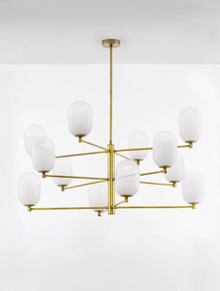 Balor Pendelleuchte 12-flammig Gold, Weiß