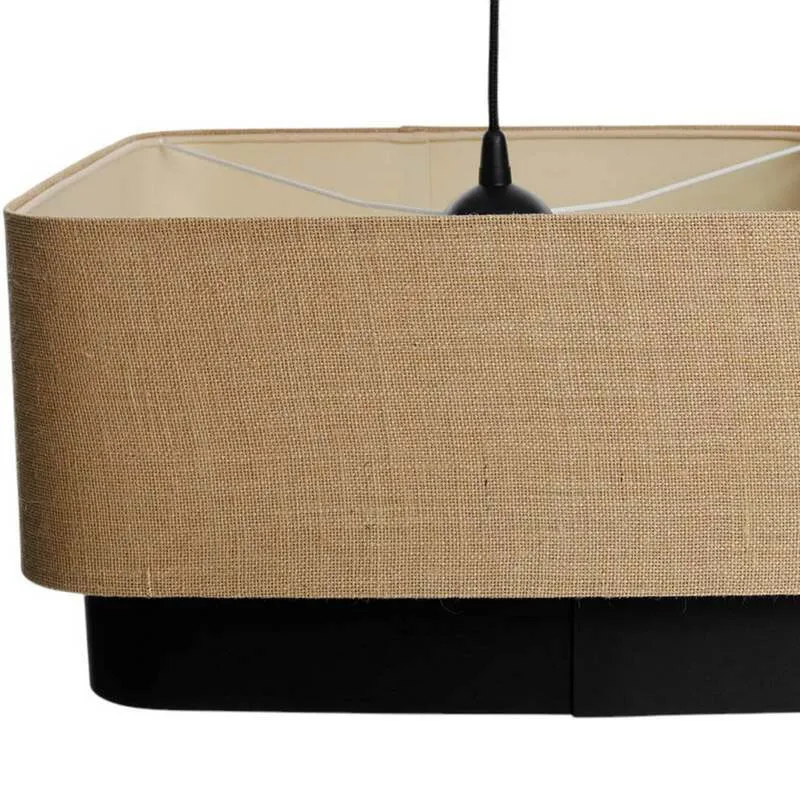 B-Ware Hängeleuchte Kwadro Duo LED Pendelleuchte dimmbar schwarz beige 50x50cm Jute