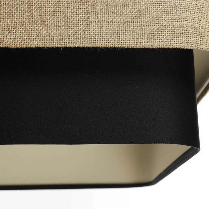 B-Ware Hängeleuchte Kwadro Duo LED Pendelleuchte dimmbar schwarz beige 50x50cm Jute