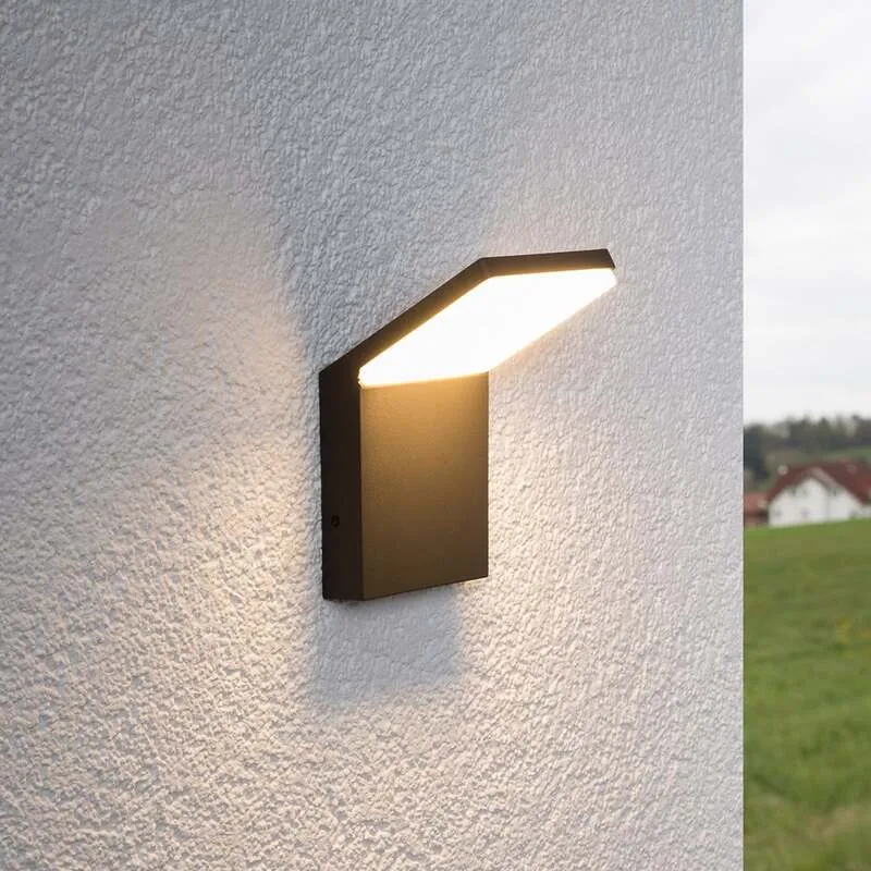 B-Ware Lucande Außenwandleuchte Nevio LED Gartenleuchte anthrazit 3000K IP54 17cm