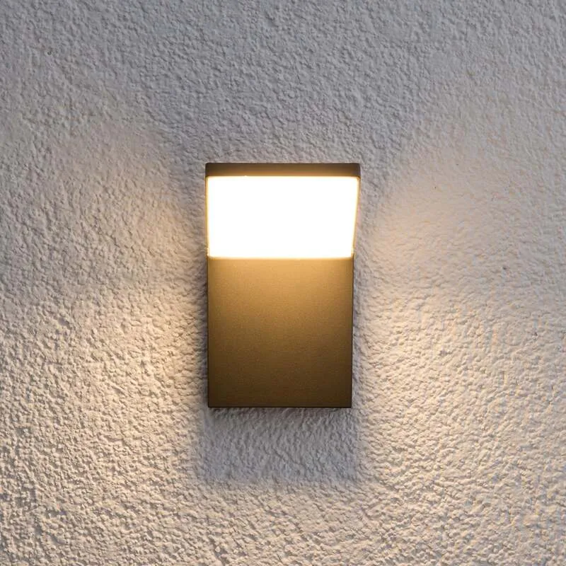 B-Ware Lucande Außenwandleuchte Nevio LED Gartenleuchte anthrazit 3000K IP54 17cm