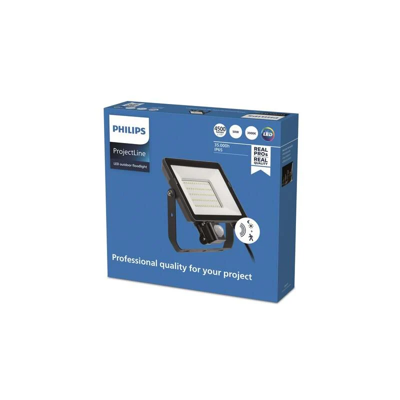 B-Ware Philips Außenstrahler LED ProjectLine 50W Sensor 3000K Gartenleuchte schwarz