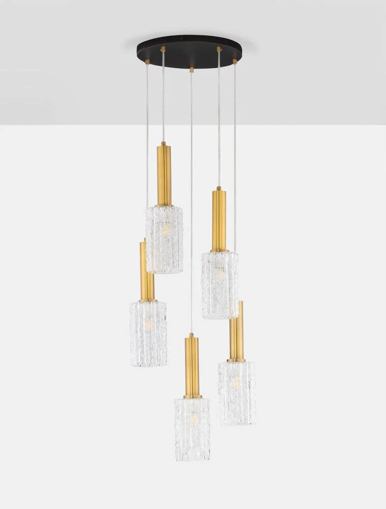 Certa Pendelleuchte 5-flammig Ø 35cm Schwarz, Gold