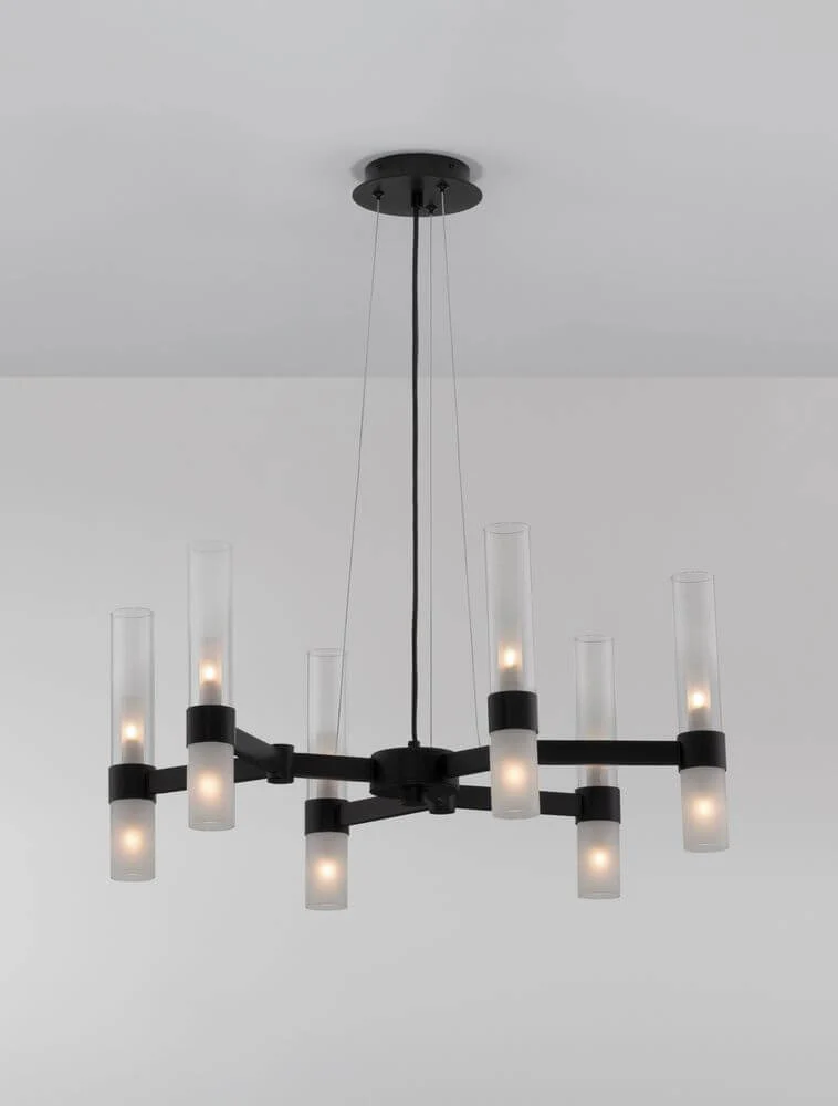 Century Pendelleuchte 12-flammig Ø 70cm Schwarz, Transparent