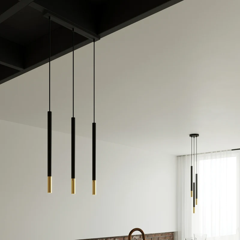 B-Ware Euluna Pendelleuchte Hängeleuchte Thalassa 3-flammig LED dimmbar schwarz/gold