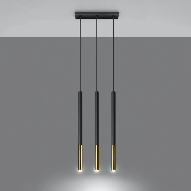 B-Ware Euluna Pendelleuchte Hängeleuchte Thalassa 3-flammig LED dimmbar schwarz/gold