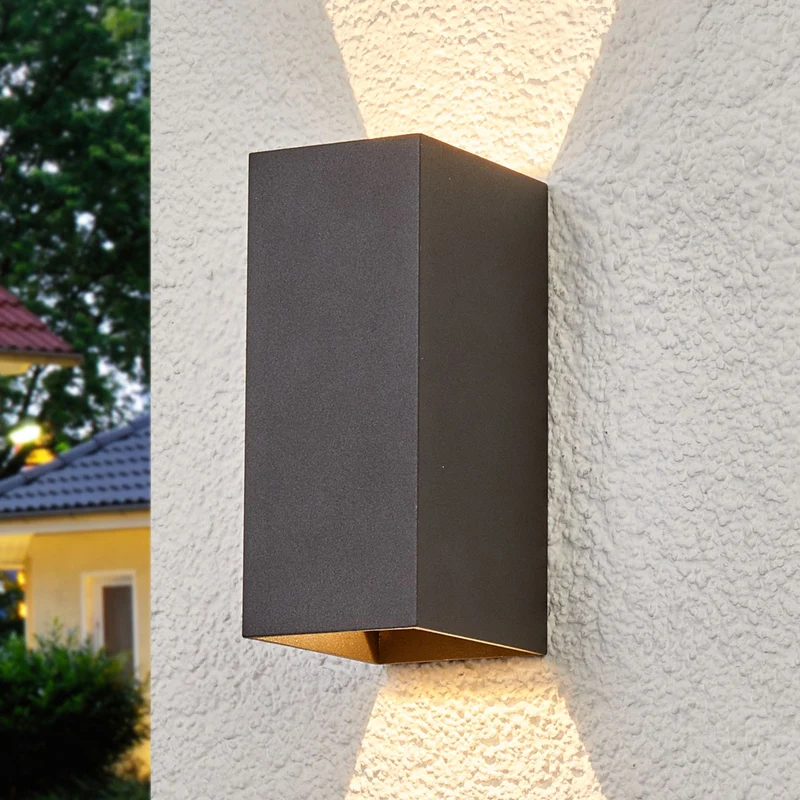 B-Ware Lucande Außenwandleuchte Gartenleuchte Mikka LED Wandleuchte anthrazit 17cm