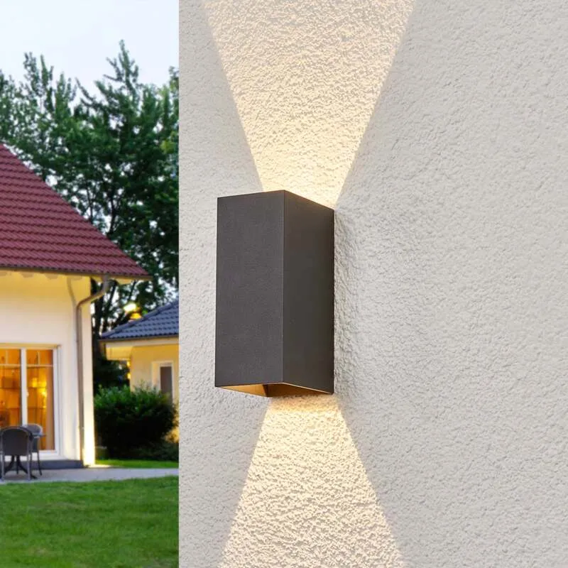 B-Ware Lucande Außenwandleuchte Gartenleuchte Mikka LED Wandleuchte anthrazit 17cm