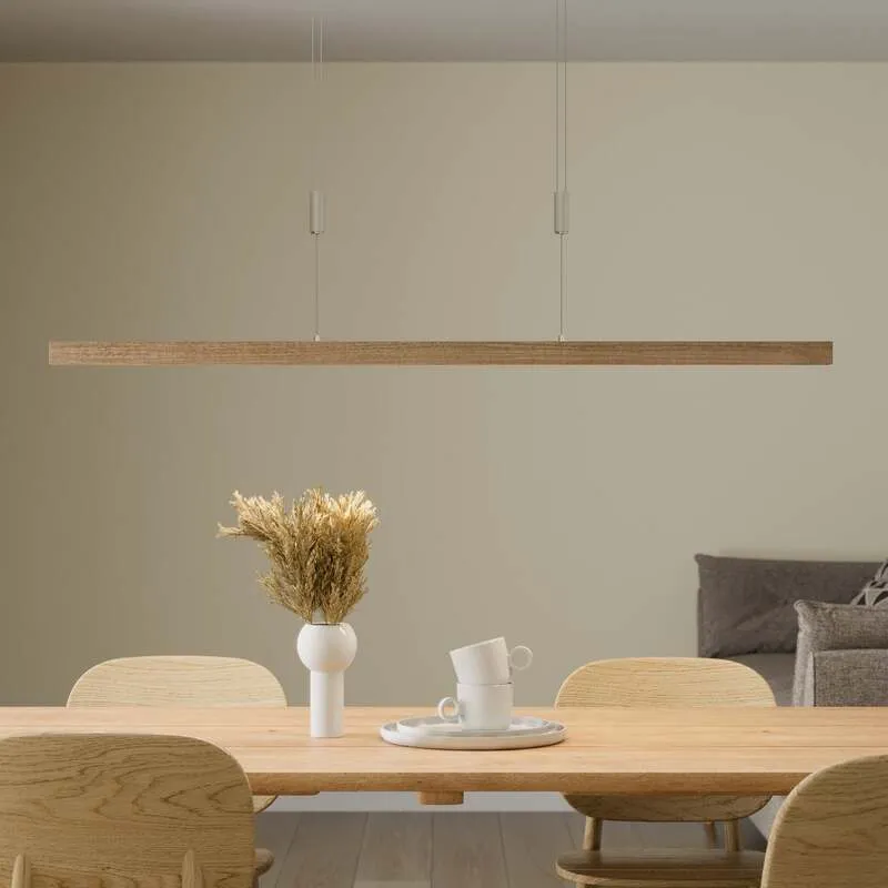 B-Ware quitani Pendelleuchte Hängeleuchte Nora LED Lampe dimmbar Eiche natur 118cm