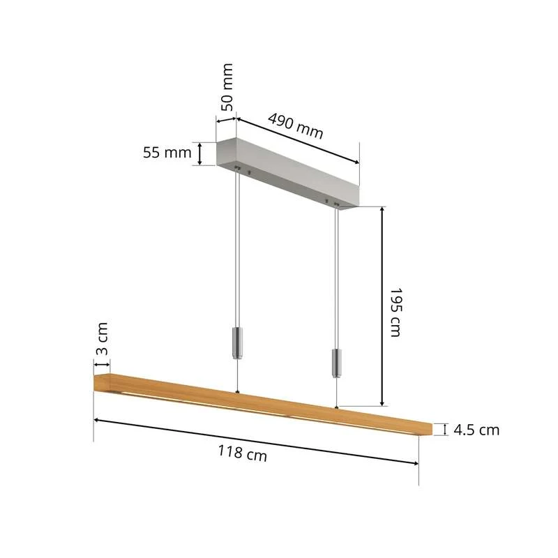 B-Ware quitani Pendelleuchte Hängeleuchte Nora LED Lampe dimmbar Eiche natur 118cm