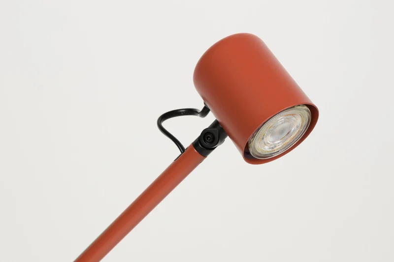 Tischlampe Aero in Rot mit Metallgestell, höhenverstellbar, GU10