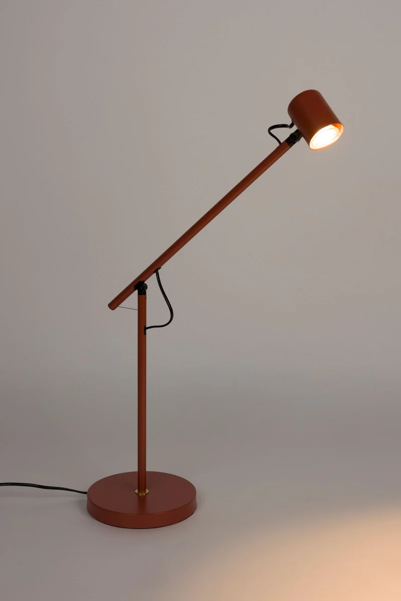 Tischlampe Aero in Rot mit Metallgestell, höhenverstellbar, GU10