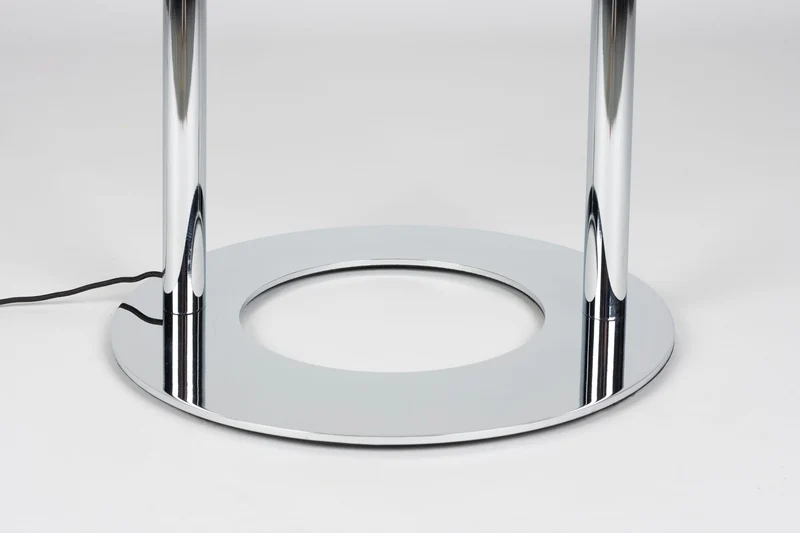 Stehlampe Arch Chrome mit Metallfuß und römischem Bogendesign