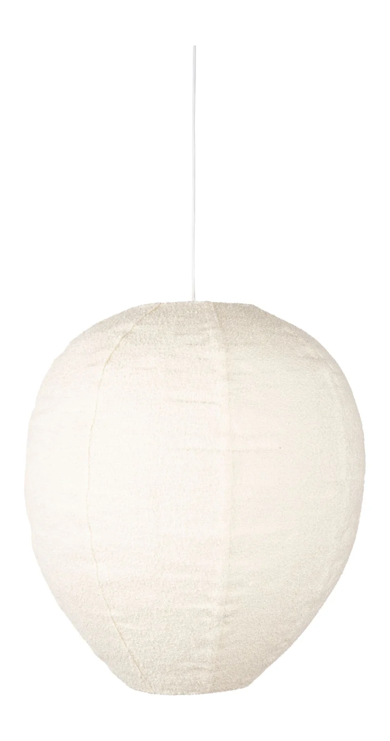 Pendelleuchte Cocoon XL von Zuiver, Bouclé-Stoff in Creme, E27-Fassung