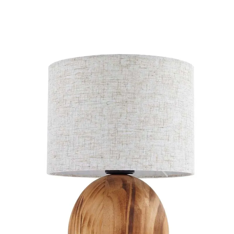 B-Ware Lindby Tischleuchte Mayumi LED Lampe Leuchte Holz Textil E27 31cm hellgrau