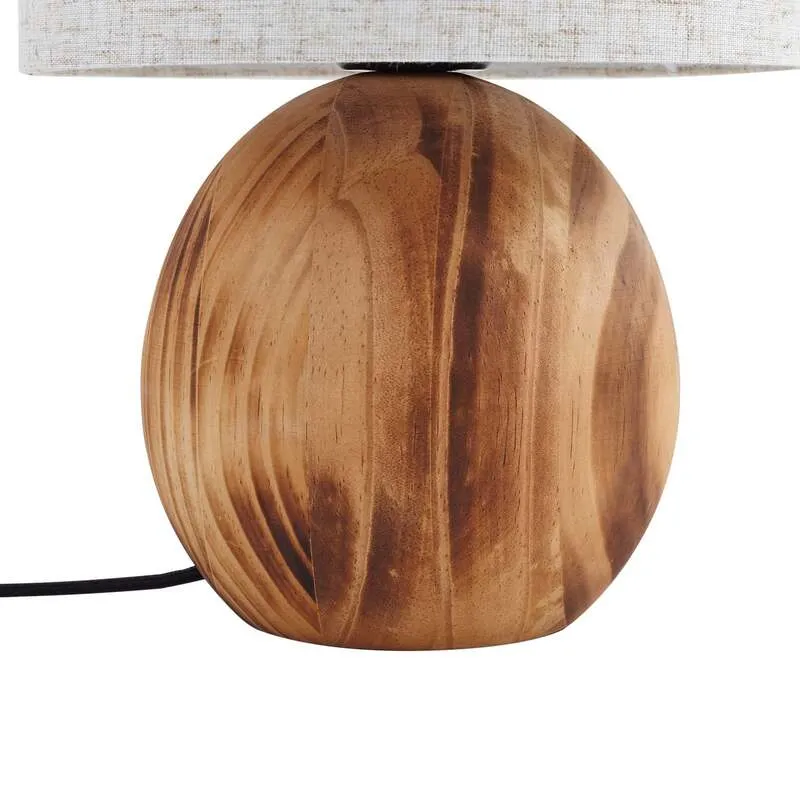 B-Ware Lindby Tischleuchte Mayumi LED Lampe Leuchte Holz Textil E27 31cm hellgrau