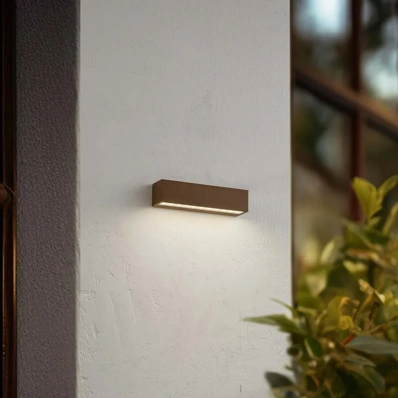 B-Ware Lucande Außenwandleuchte Lengo LED Gartenlampe Wandleuchte braun IP65 3000K