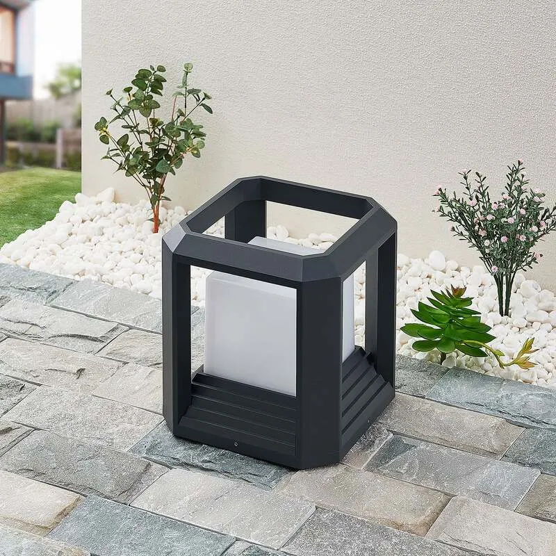 B-Ware Lucande LED Sockelleuchte Gartenleuchte Serenella anthrazit 27cm IP65 995Lumen