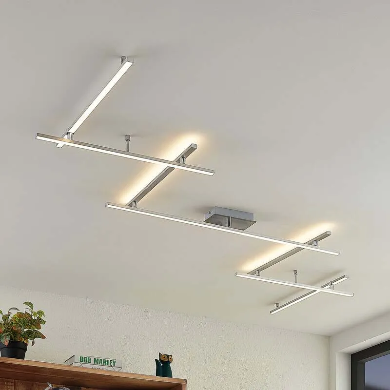 B-Ware Lindby Deckenleuchte Kerem LED Lampe dimmbar nickel 345cm 2300 Lumen warmweiß