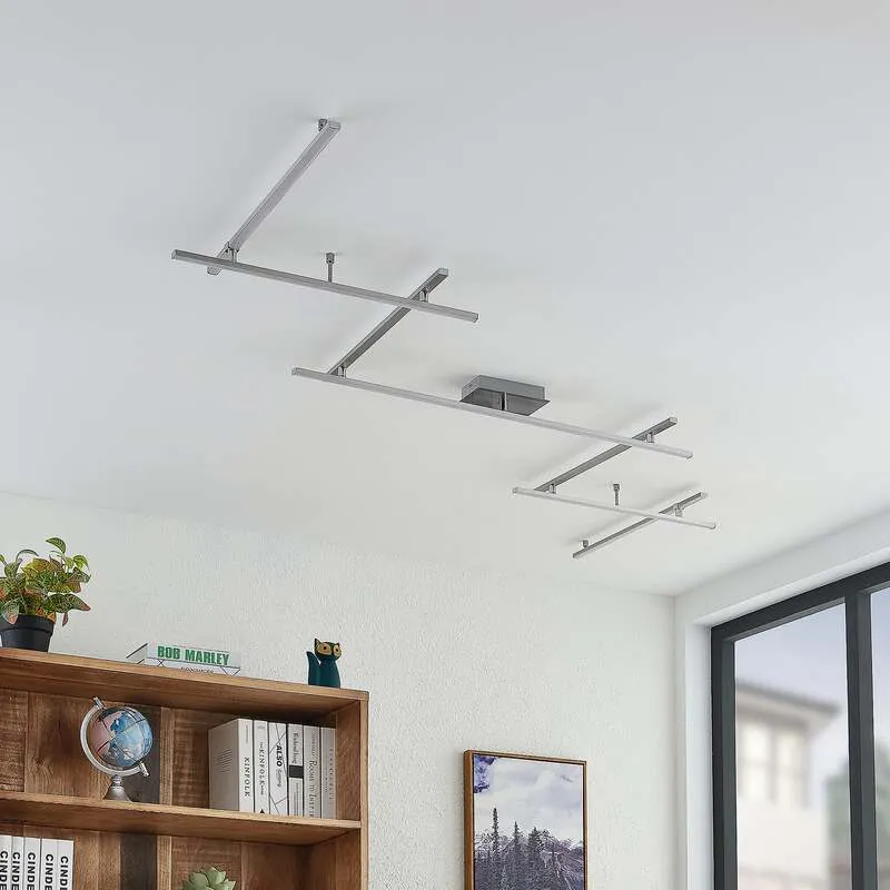 B-Ware Lindby Deckenleuchte Kerem LED Lampe dimmbar nickel 345cm 2300 Lumen warmweiß