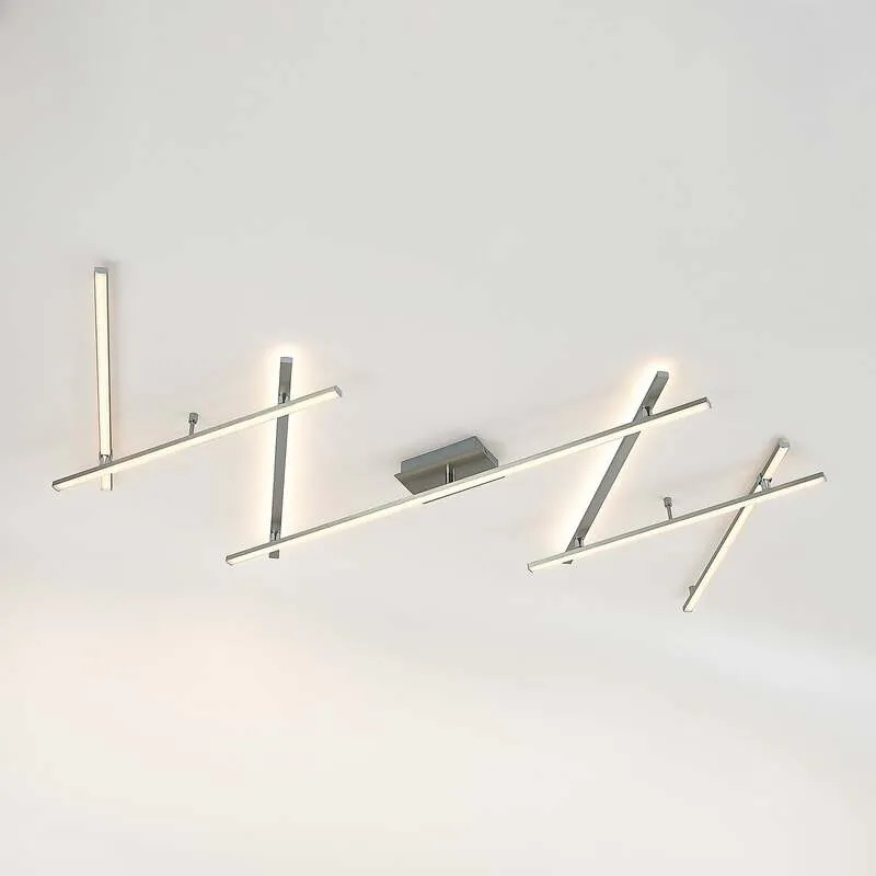 B-Ware Lindby Deckenleuchte Kerem LED Lampe dimmbar nickel 345cm 2300 Lumen warmweiß