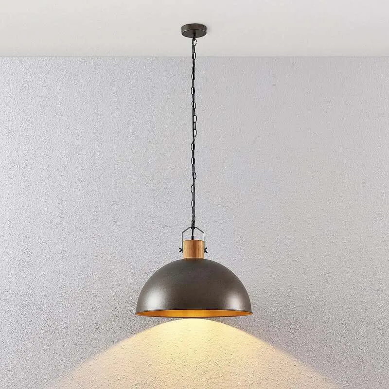 B-Ware Lindby Hängeleuchte Holgar LED Pendelleuchte Lampe dimmbar grün Ø45cm Holz