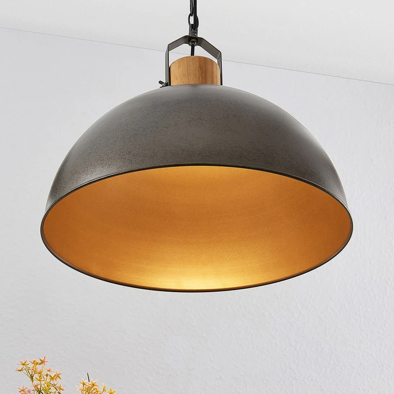 B-Ware Lindby Hängeleuchte Holgar LED Pendelleuchte Lampe dimmbar grün Ø45cm Holz