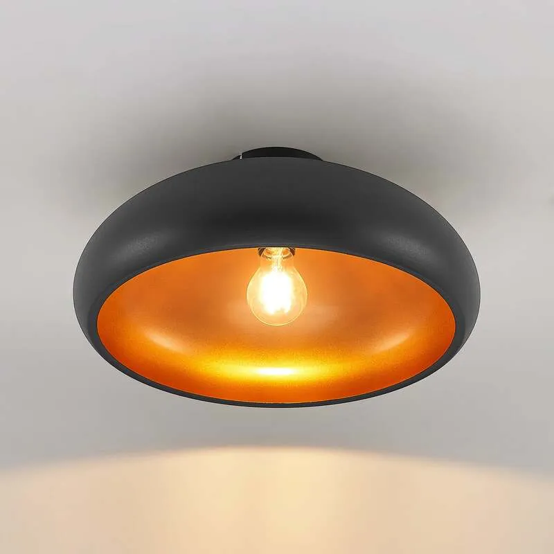 B-Ware Lindby Deckenlampe Gerwina LED Lampe Leuchte dimmbar schwarz gold Ø40cm 1x60W