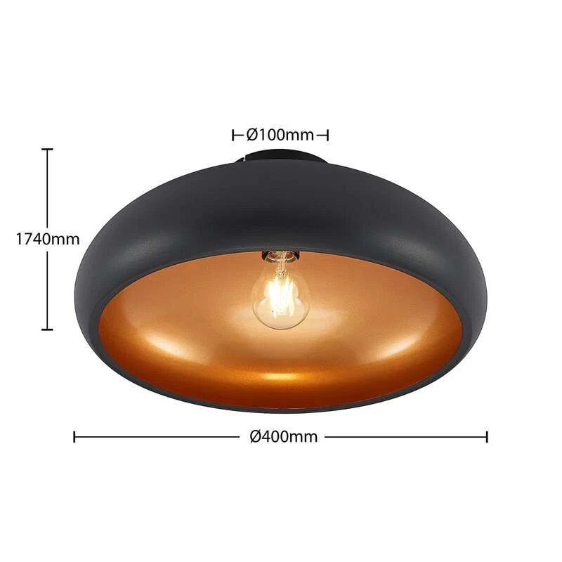 B-Ware Lindby Deckenlampe Gerwina LED Lampe Leuchte dimmbar schwarz gold Ø40cm 1x60W
