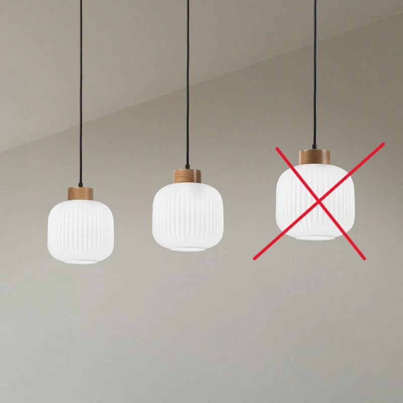B-Ware Harmony Hängelampe Pendelleuchte Opalglas Eichenholz L110cm 3flg SIEHE TEXT/F128