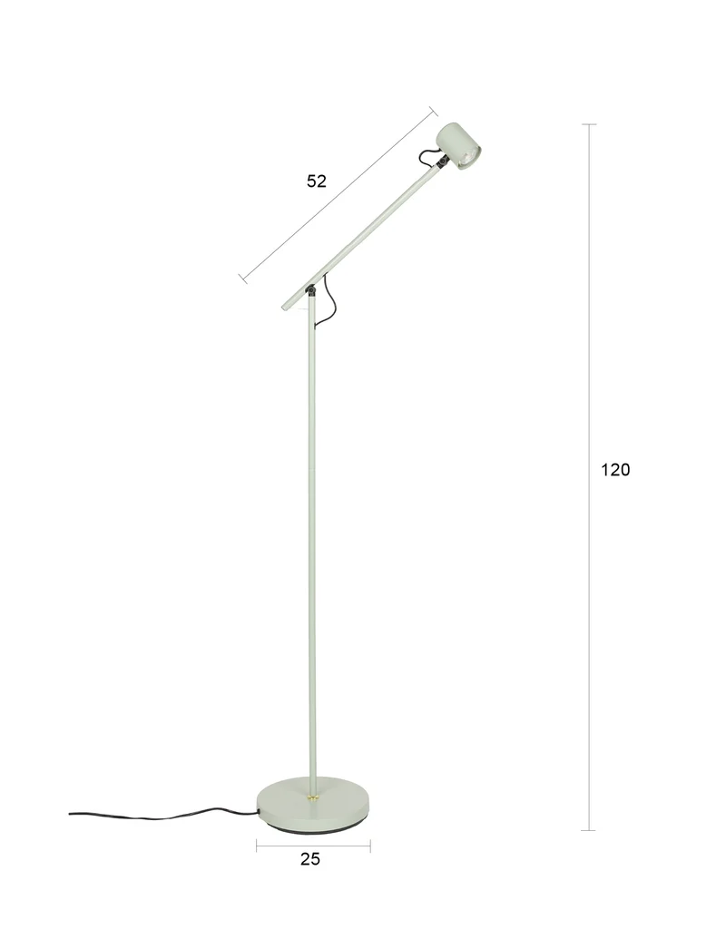 Stehlampe Aero in Grün, höhenverstellbar mit Gestell aus Metall