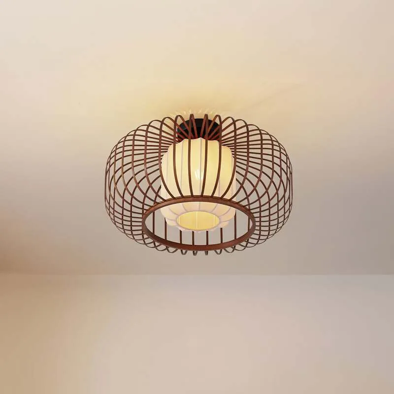 B-Ware Lindby Deckenleuchte Davella LED Lampe Hängelampe dimmbar Bambus Ø50cm natur