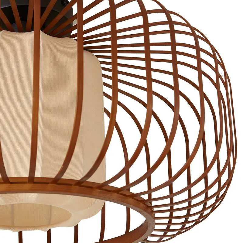 B-Ware Lindby Deckenleuchte Davella LED Lampe Hängelampe dimmbar Bambus Ø50cm natur