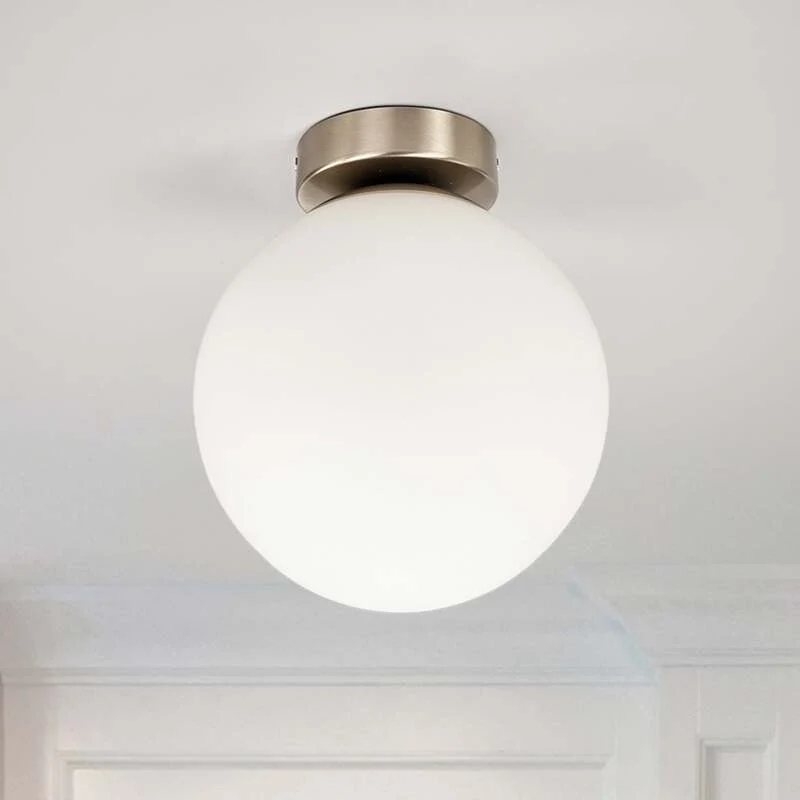 B-Ware Lindby Deckenleuchte Lennie LED Lampe dimmbar IP44 Ø20cm weiß nickel matt 22,5cm