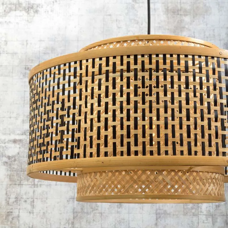 B-Ware Good&Mojo Hängeleuchte Pendelleuchte Bhutan LED Lampe dimmbar creme schwarz