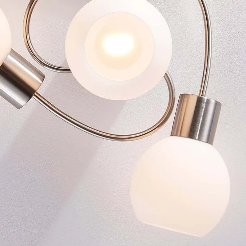 B-Ware Lindby Deckenlampe Ciala LED Deckenleuchte 4-flammig dimmbar nickel Ø43cm weiß