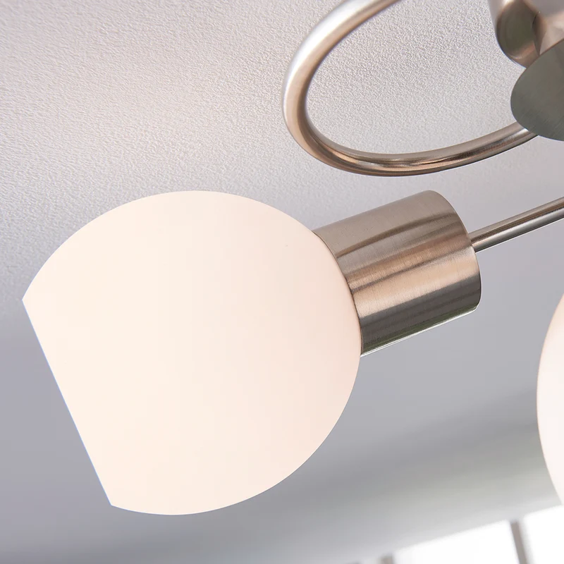 B-Ware Lindby Deckenlampe Ciala LED Deckenleuchte 4-flammig dimmbar nickel Ø43cm weiß