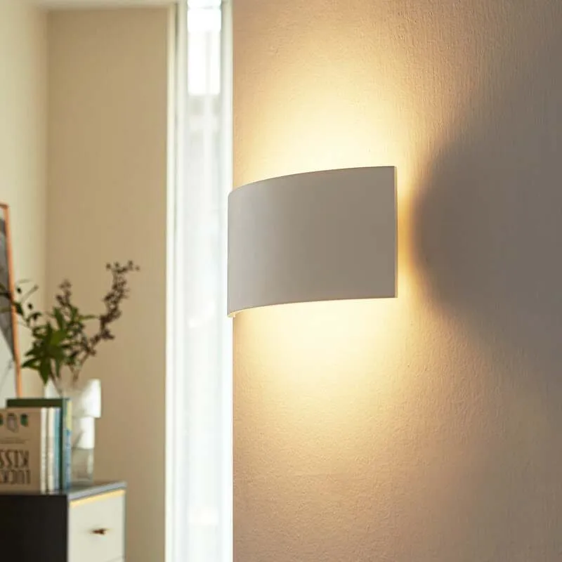 B-Ware Lindby Wandleuchte Naike LED Wandlampe Gips dimmbar weiß 35x15cm IP20 2-flammig