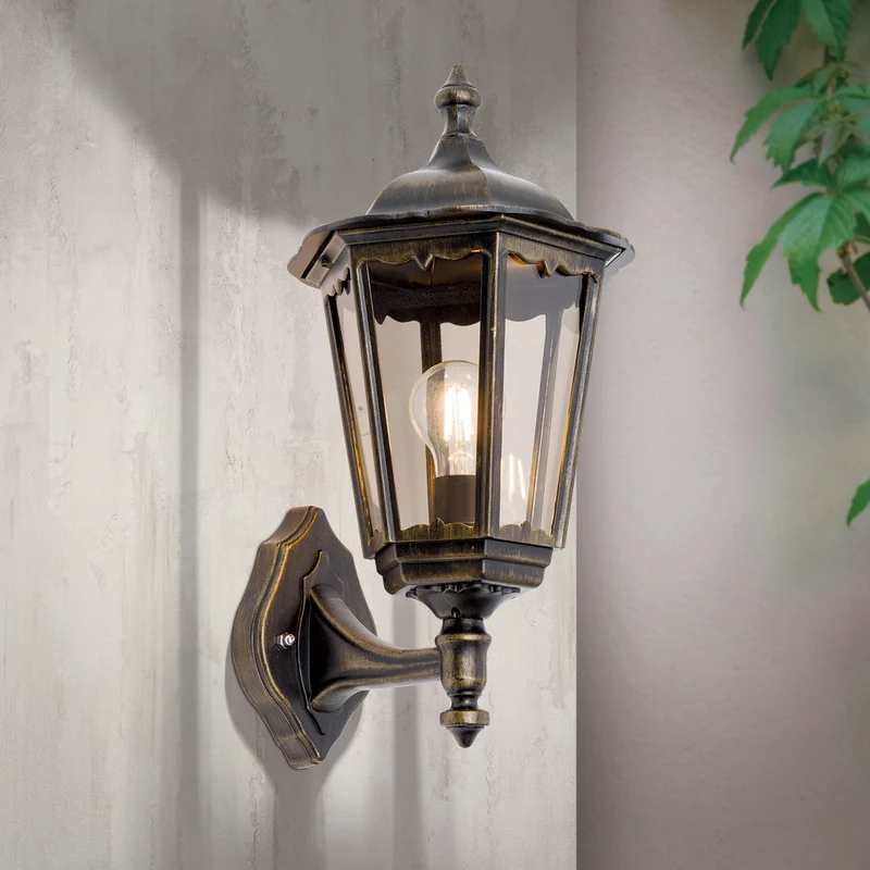 B-Ware Orion Außenwandleuchte Puchberg LED Wandleuchte Gartenlampe schwarz-gold 45cm