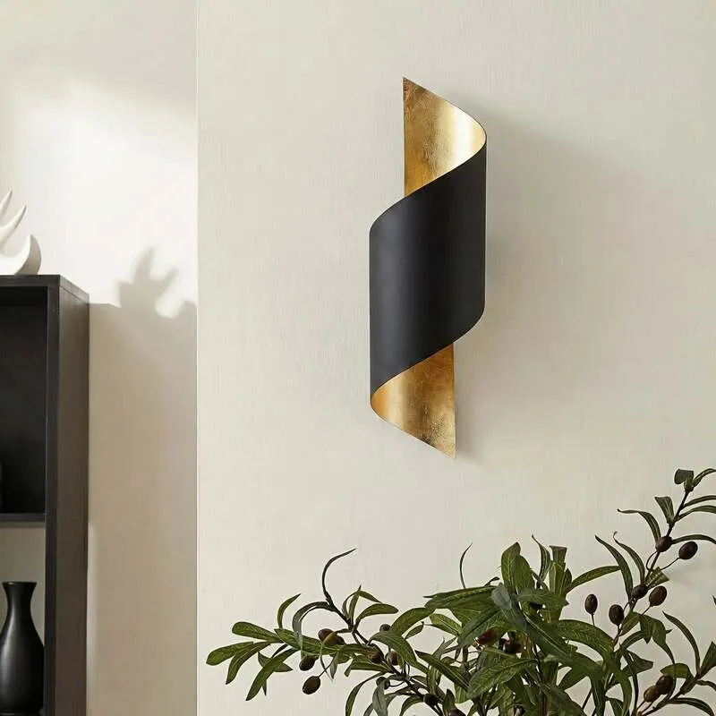 B-Ware Lindby Wandleuchte Vanni LED Wandlampe dimmbar schwarz gold Metall Höhe 57cm