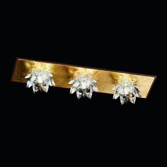 B-Ware Kögl Fiore-Deckenlampe Blattgold Kristall 3-fl Deckenlampe Deko-Deckenlicht G9