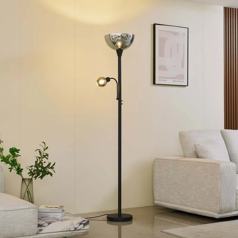 B-Ware Lindby Stehleuchte Nehemia Lampe Leselampe Designer Leuchte schwarz 185cm