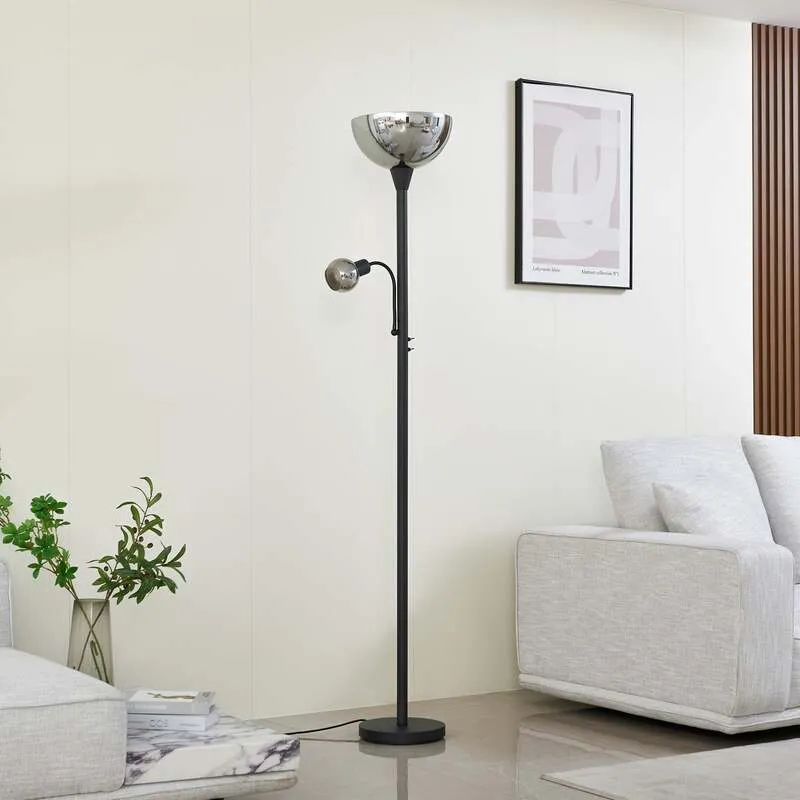 B-Ware Lindby Stehleuchte Nehemia Lampe Leselampe Designer Leuchte schwarz 185cm