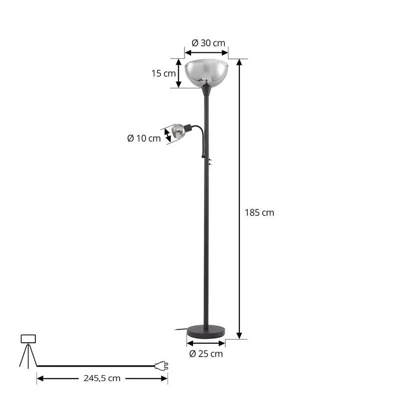 B-Ware Lindby Stehleuchte Nehemia Lampe Leselampe Designer Leuchte schwarz 185cm