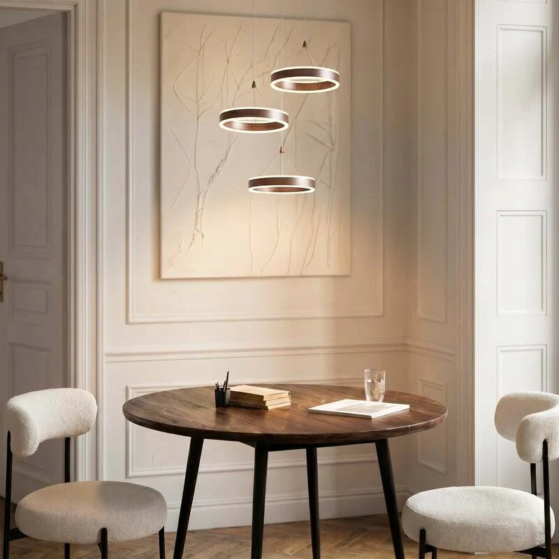 B-Ware Lucande Hängeleuchte Kolo LED Pendelleuchte dimmbar braun 3-flg 1640 Lumen